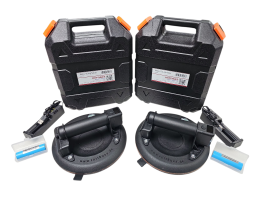 BLACK DEAL - 2er Set Akku-Vakuum Saugheber rund bis 190 kg Tragkraft, mit Akku und Koffer, selbst nachsaugend