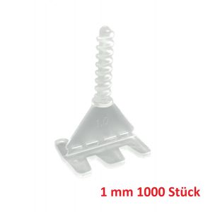 Rotthues 1000 Stück Gewindelaschen 1mm transparent für Fliesenstärke 4-17 mm Nivelliersystem