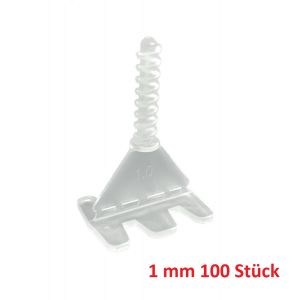 Rotthues 100 Stück Gewindelaschen 1mm transparent für Fliesenstärke 4-17 mm Nivelliersystem