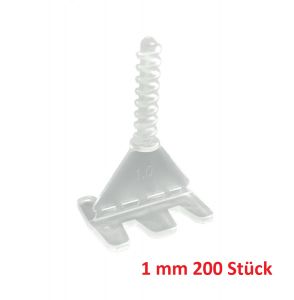 Rotthues 200 Stück Gewindelaschen 1mm transparent für Fliesenstärke 4-17 mm Nivelliersystem