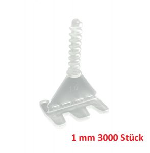 Rotthues 3000 Stück Gewindelaschen 1mm transparent für Fliesenstärke 4-17 mm Nivelliersystem