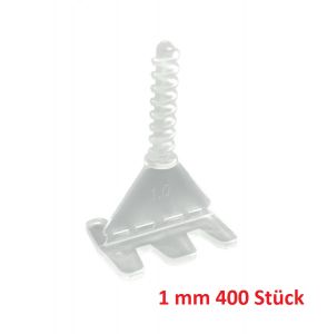 Rotthues 400 Stück Gewindelaschen 1mm transparent für Fliesenstärke 4-17 mm Nivelliersystem