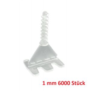 Rotthues 6000 Stück Gewindelaschen 1mm transparent für Fliesenstärke 4-17 mm Nivelliersystem