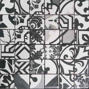 Mosaikfliese schwarz/weiß retro 30 x 30 cm 1.Sorte