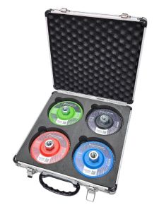 Diamant-Schleifscheiben Set #60, #120, #200, #400 – für Fliesen, Keramik, Naturstein, Feinsteinzeug, Beton - Lamellenscheibe (100 Lamellen) 