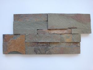 Musterstück ca. 18 x 35 cm des Naturstein-Riemchen Bunt-Schiefer