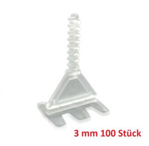 Rotthues 100 Stück Gewindelaschen 3mm transparent für Fliesenstärke 4-17 mm Nivelliersystem