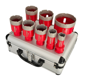 Matrix Diamant-Bohrkronen-Set 8-teilig, Ø20/25/35/38/40/45/50/68 mm inkl. Koffer, für Fliesen Porzellan Keramik Marmor Granit