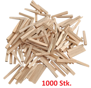 Buchenholzkeile 1000 Stück – Fliesenkeile 54x7 mm (0–8 mm) im Kunststoffkasten | Rotthues