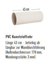 CB-tec Verlängerung 43cm PVC-Rohr für Doppelklappe Einzelklappe