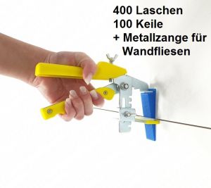Wandfliesen-Set M blau 1 mm Fugenbreite Nivelliersystem für Fliesenstärke von 3-12 mm Zange gelb