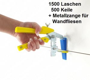 Wandfliesen-Set XXL blau 1 mm Fugenbreite Nivelliersystem für Fliesenstärke von 3-12 mm Zange gelb