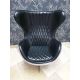 Vintage Design Schalensessel Aluminium Echtleder mit Wippfunktion Eierstuhl egg chair schwarz