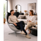 Vintage Design Schalensessel Aluminium Echtleder mit Wippfunktion schwarz, Clubsessel, Lounge Sessel, Egg Chair