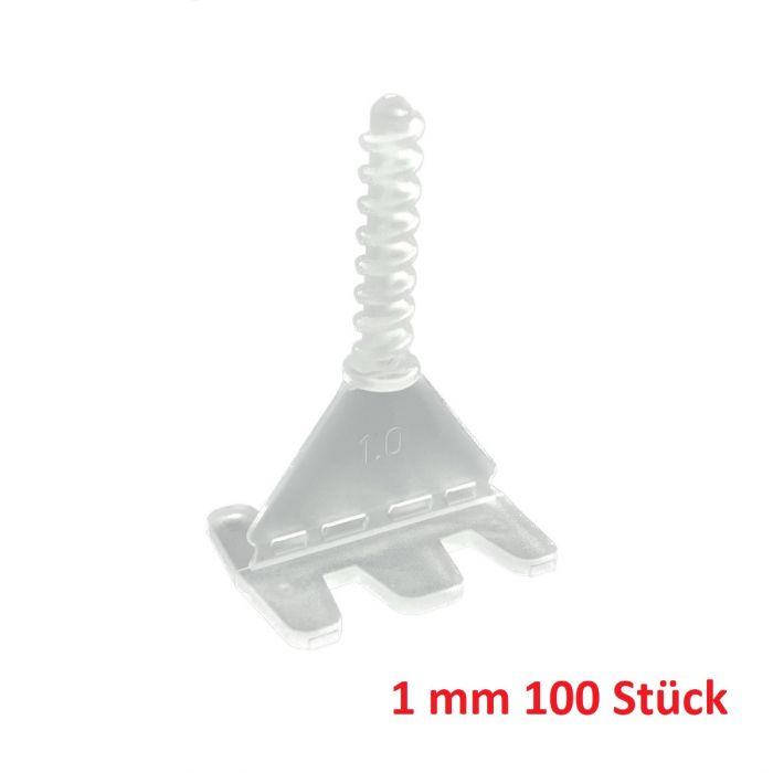 Rotthues 100 Stück Gewindelaschen 1mm transparent für Fliesenstärke 4-17 mm Nivelliersystem