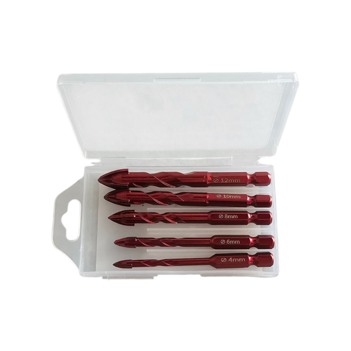 Fliesenbohrer-Set 5-teilig (Ø 4/6/8/10/12 mm) für Fliesen, Feinsteinzeug, Keramik, Granit, Marmor, Naturstein