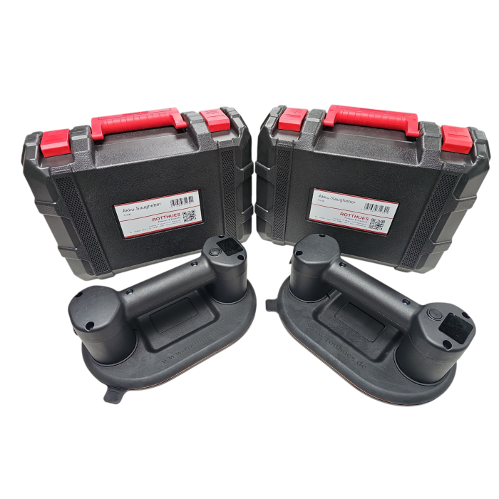 BLACK DEAL - 2er Set Elektrischer Akku-Vakuum Saugheber bis 300 kg Tragkraft Oval mit Koffer, selbst nachsaugend