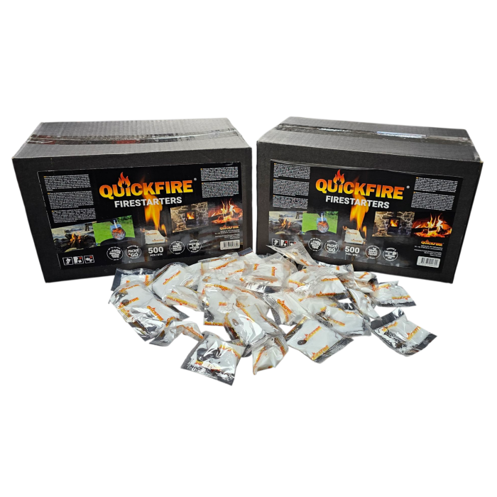 BLACK DEAL Sparpack 2x500 Stk Ofenanzünder im Karton Kaminanzünder Quickfire Anzündtüten