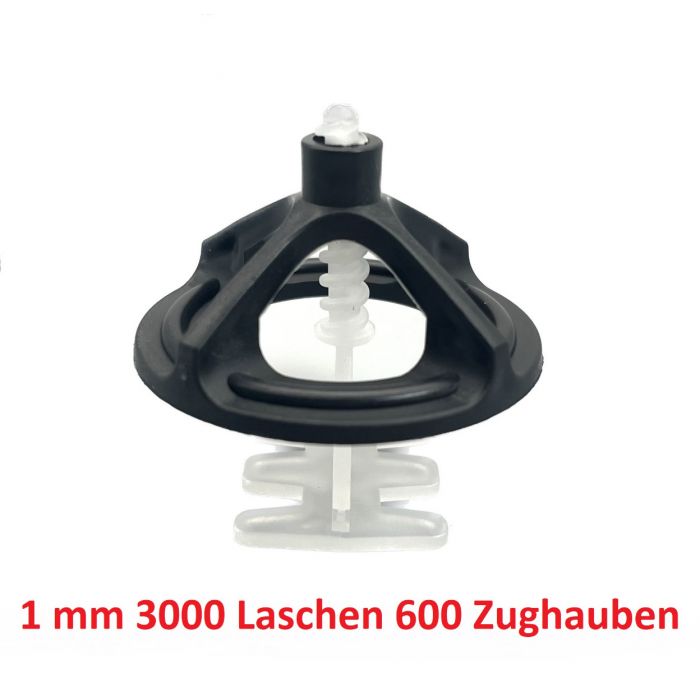 Rotthues 1mm Set 3000 Gewindelaschen 600 Zughauben für Fliesenstärke 4-17 mm Nivelliersystem