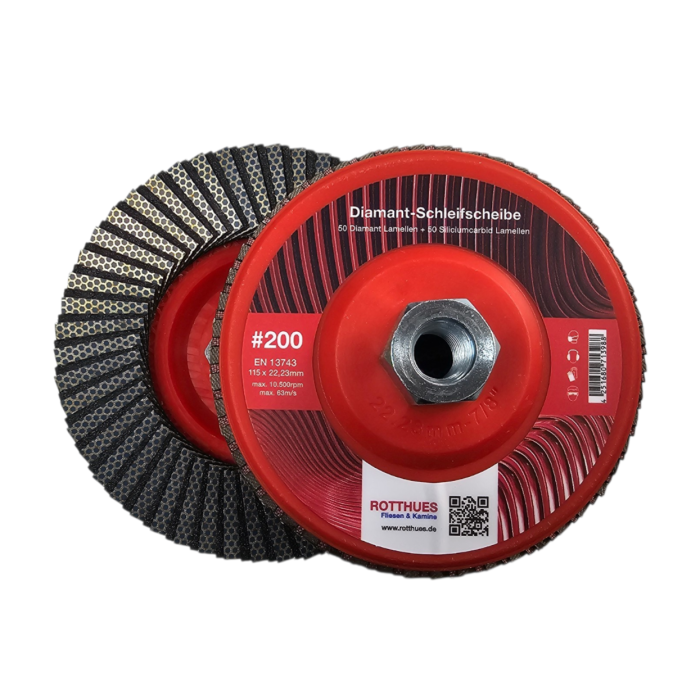 Diamant-Schleifscheibe #200 | Lamellenscheibe (100 Lamellen) – für Fliesen, Keramik, Naturstein, Feinsteinzeug, Beton