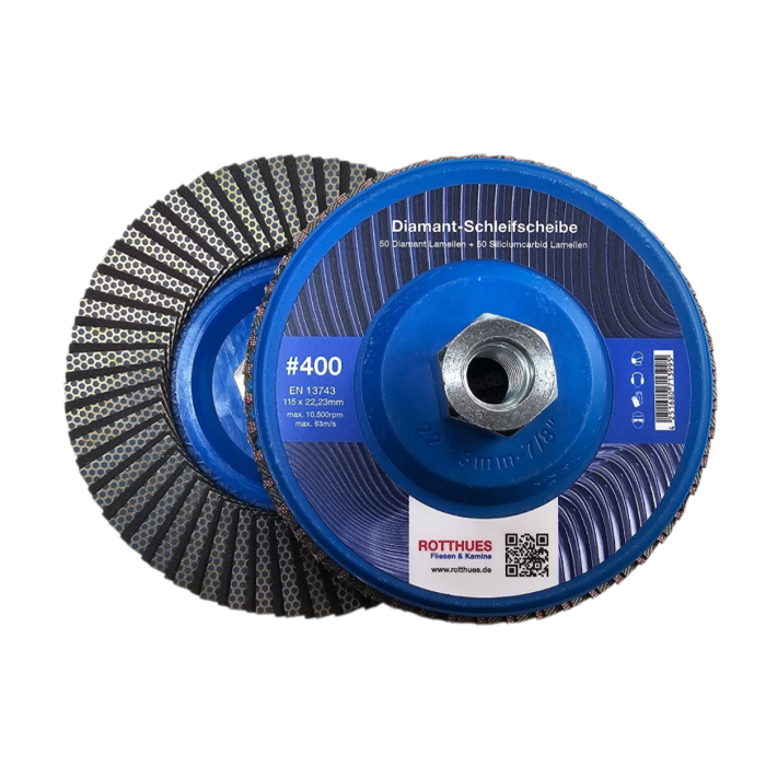 Diamant-Schleifscheibe #400 | Lamellenscheibe (100 Lamellen) – für Fliesen, Keramik, Naturstein, Feinsteinzeug, Beton