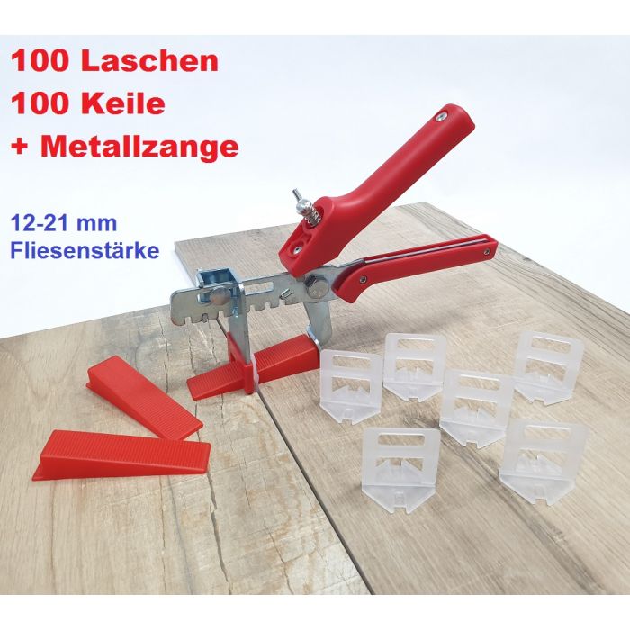 Basis-Set rot 1,5 mm Fugenbreite Nivelliersystem für Fliesenstärke von 12-21 mm