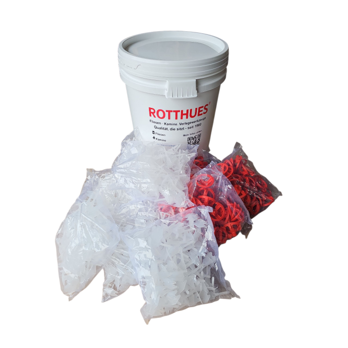Rotthues® Basic-Kit 600 Gewindelaschen 200 Drehhauben – 2 mm Fugenbreite – für Fliesenstärken 3–25 mm
