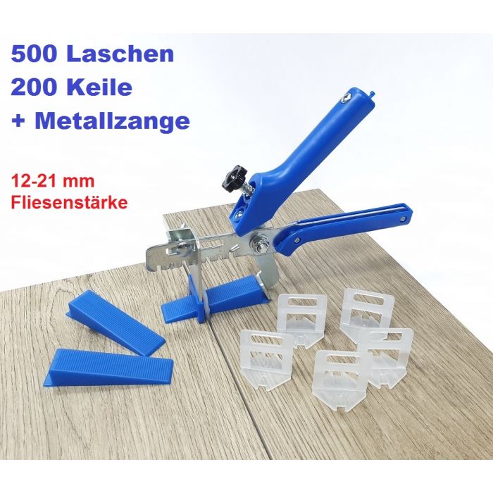 Profi-Set blau 1,5 mm Fugenbreite Nivelliersystem für Fliesenstärke von12-21 mm