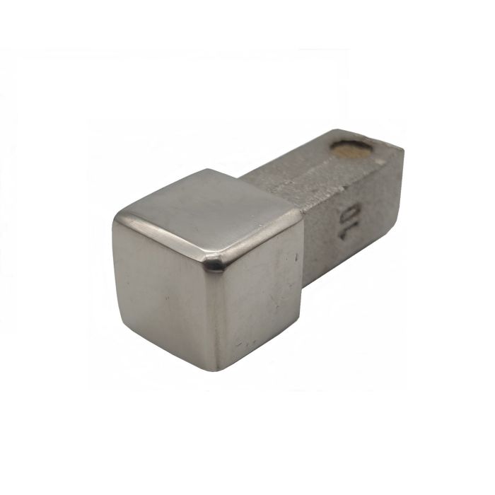 10 Stück Eckstück R-Quadratprofil glänzend 10 mm Edelstahl V2A Vollmaterial