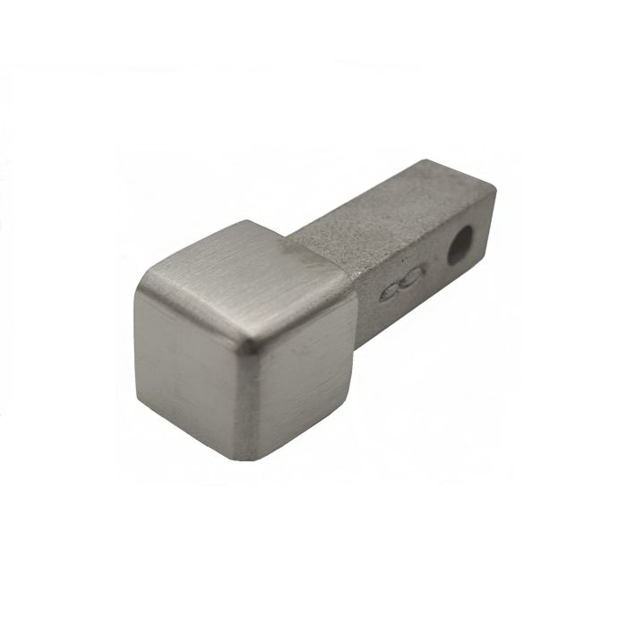 10 Stück Eckstück R-Quadratprofil gebürstet 8 mm Edelstahl V2A Vollmaterial