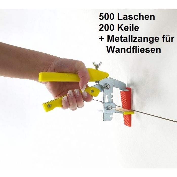 Wandfliesen-Set L rot 1 mm Fugenbreite Nivelliersystem für Fliesenstärke von 3-12 mm Zange gelb