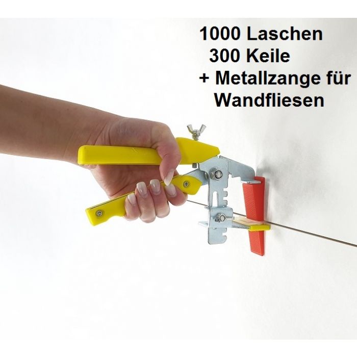 Wandfliesen-Set XL rot 1 mm Fugenbreite Nivelliersystem für Fliesenstärke von 3-12 mm Zange gelb