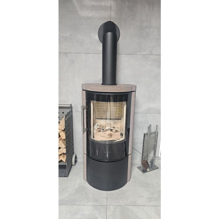 HWAM Kaminofen 3640m schwarz Natursteinverkleidung Rosewood (IHS Smart Control) - gebrannter Ausstellungsofen, Rauchabgang  oben